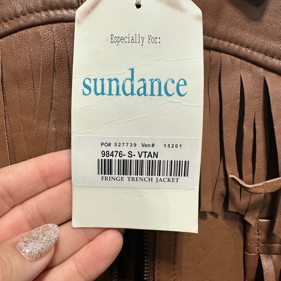 Sundance Tan Leather Jacket with Fringe - Picture 4 of 5